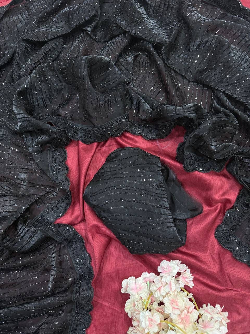BLACK QUEEN PREMIUM TWO TONE SPACE SILK SAREE