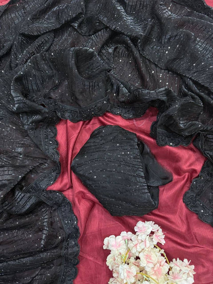 BLACK QUEEN PREMIUM TWO TONE SPACE SILK SAREE